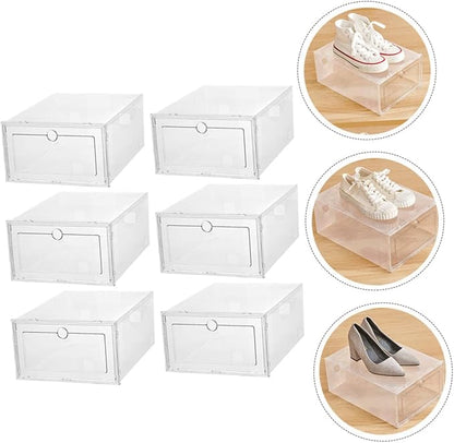 Ciieeo 6pcs Plastic Shoes Box Stackable Storage Containers for Sneakers Organizing Storage Boxes Lids