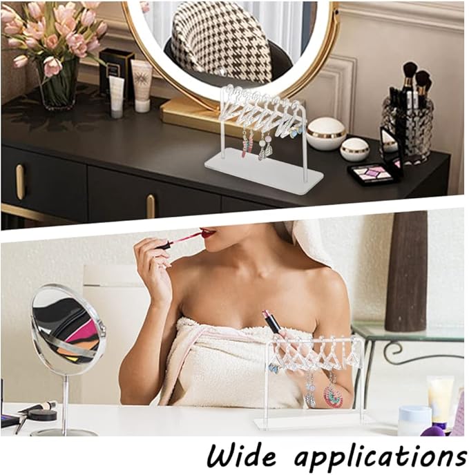 PH PandaHall Acrylic Earring Holder, Coat Hanger Shape Jewelry Organizer Clear Dangle Earring Display Stand Acrylic Ear Studs Display Rack for Retail Show Personal Exhibition, 2.3x5.9x4.2inch