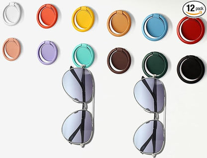 MOUGIGI 12 PCS Colorful Sunglasses Holder Wall Hanging Glasses Organizer - Space Saving Sunglasses Rack and Eye Glass Holder Stand