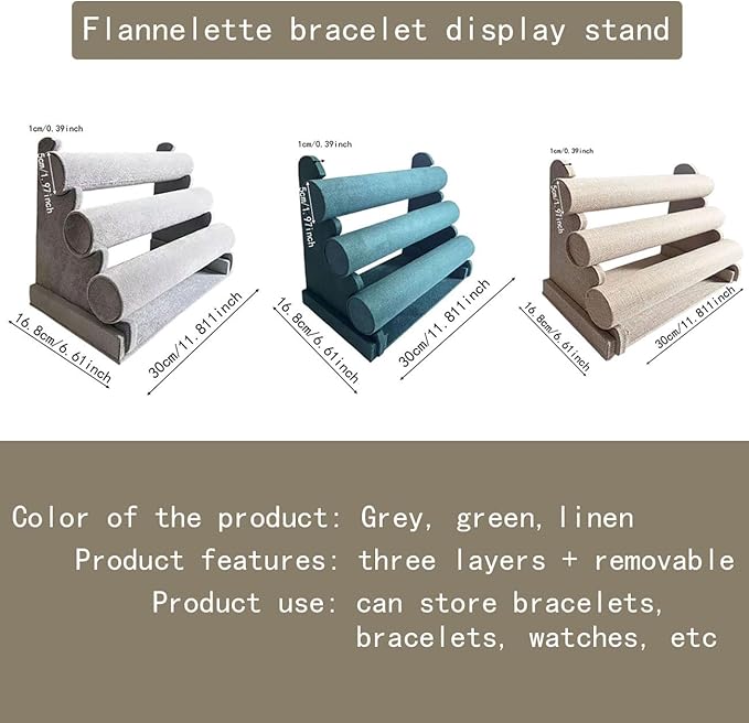 Flannelette Bracelet Display Stand,Jewelry Bracelet Necklace Rack Display Holder (linen)