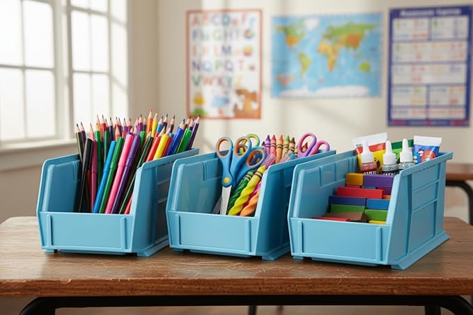 Hudson Exchange 11" x 5-1/2" x 5" Plastic Stackable Storage Bin and Hanging Container (Light Blue, 1 Pack)