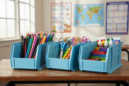 Hudson Exchange 11" x 5-1/2" x 5" Plastic Stackable Storage Bin and Hanging Container (Light Blue, 1 Pack)