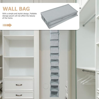 Happyyami Multi Function Hanging Storage Bag Portable Ten Layer Closet Organizer for Shoes Foldable Design Household Pocket Pouch for Items Space Saving