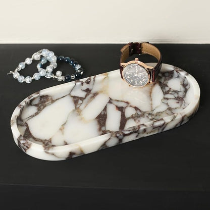 100% Natural Luxury Calaccata Viola Marble Small Hand Towel Tray Holder Organizer, Makeup Bathroom Holder