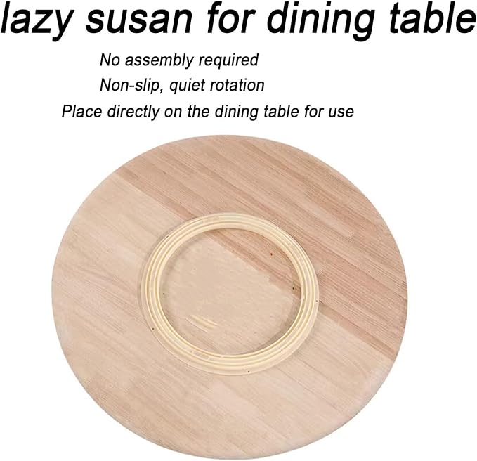 Large Lazy Susan Turntable, Wooden Round Tray Rotating for Dining Table Top Centerpiece Silent Smooth SpinBy Hand Kitchen Turntable Organizer, Easy to Clean (Black, 28 in)