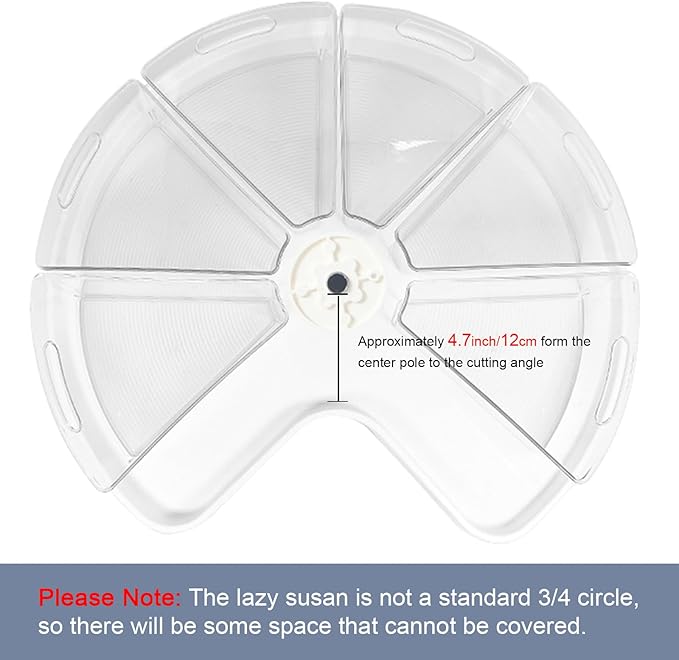 Leeden Lazy Susan Organizer for 26" Diameter Corner Lazy Susan, Plastic Kitchen Cabinet Storage Bins with Handle, 4 Packs, 1/8 Wedge - Food Safe, BPA Free