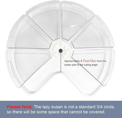 Leeden Lazy Susan Organizer for 26" Diameter Corner Lazy Susan, Plastic Kitchen Cabinet Storage Bins with Handle, 4 Packs, 1/8 Wedge - Food Safe, BPA Free