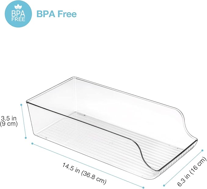 Puricon 4 Pack Refrigerator Organizer Bins Can Dispenser Storage Holder, Soda Beverage Canned Food Container Bin Clear Plastic Pantry Storage Rack for Fridge Kitchen Countertops Cabinets -Skinny Can