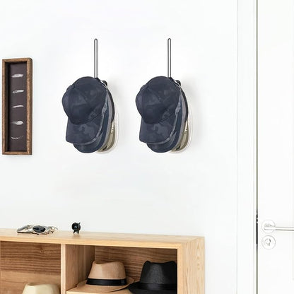 Mkono Hat Organizer for Baseball Caps, Set of 2 Wall Hat Rack 7.9 Inches Space Saving Holds 40 Caps Modern L -Shaped Hat Hooks Wall Mount Hat Holder for Closet Bedroom Storage, Medium, Black