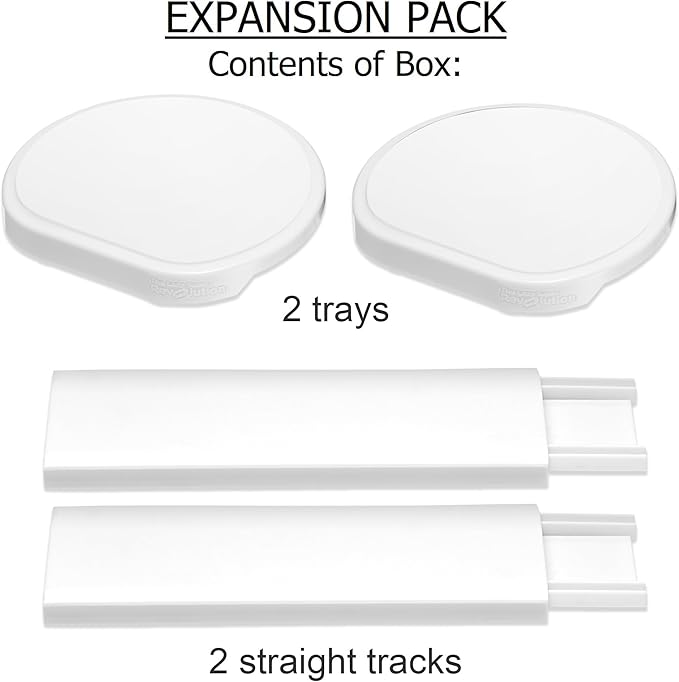 White - Expansion Pack - 2 Straight Tracks and 2 Trays. Does not Work Without the Lazy Susan Revolution Full Set (Sold Separately).