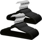 ManGotree 14 Inch Kids Velvet Hangers for Closet, Ultra-Thin Space Saving Children's Clothes Hangers, Non-Slip Felt Toddler Hanger for Youth's Clothes (66 Pack, Black)