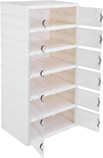 Zerodis Boot Shoe Boxes Box Multi Layer Foldable Shoe Organizer with Magnetic Door for Organizing Shoes Shoe Storage Box Stackable Plastic Shoe (6 Layers)