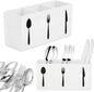 Cutlery Storage Organizer Silverware Caddy Utensil Holder Countertop Knife Spoon and Fork Organizer Kitchen 3 Section Tableware Storage Box Indoor Outdoor Party Tableware Holder (Black) (White)