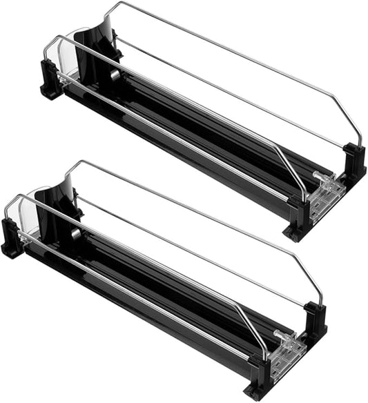 Ipetboom 2pcs Automatic Pusher Drinks Organizer for Refrigerator Stable Material Soda Can Dispenser Easy Install Fridge Beverage Organizer for Efficient Pantry Storage