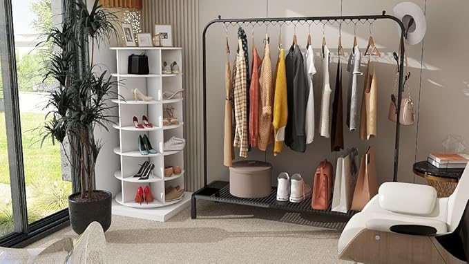 Rotating Shoe Rack, 6-Tiers Storage Shoe Rack Tower, Free Standing 360°Shoe Storage Organizer for Entryway Living Room Hallway (White, 6-Tiers)