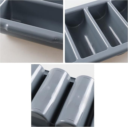 Sandmovie Commercial Plastic 4-Compartment Cutlery Bin, Gray, 4-Pack