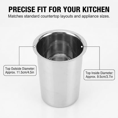Yosoo Health Gear Kitchen Utensil Holder Spoon Fork Holder Storage Bucket, Multipurpose Large Capacity Utensil Crock for Countertop, Stainless Steel Utensil Holder 4.5*4.5*5.4in (Without Holes)