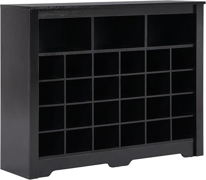 JIVOIT Modern Square Shoe Cabinet with Curved Base, Sleek Design 24 Shoe Cubby Console, Versatile Sideboard for Hallway, Bedroom, Living Room (Black,Curved Base)