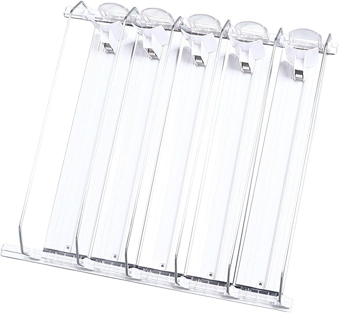 Drink Can Dispenser, Organizer for Fridge Spring Loaded Adjustable Organiser Drinks Dispensador Automtico Refrescos Push Rod Slide Rail Soda Beer Beverages 38cm White Pull-Out