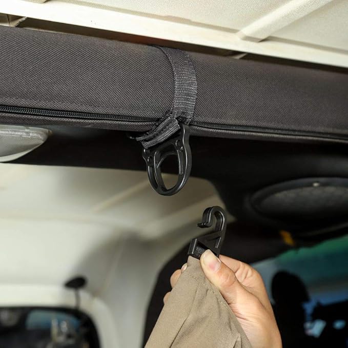 JeCar 2PCS Roll Bar Coat Hanger Clothes Hook for Jeep Wrangler CJ YJ TJ LJ JK JKU JL JLU JT Sports Sahara Freedom Rubicon & Unlimited X 2/4 Door (Black)