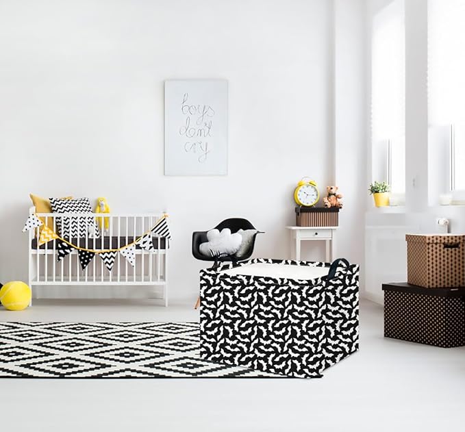 CLOCOR Rectangular Storage Basket Empty,Gift Basket,Waterproof Storage Bin with Handles,Room Decor(Unique Bat)