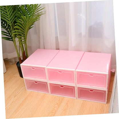 Hohopeti 6pcs Thicken Shoe Boxes Stackable Storage Boxes for Shoes Closet Organizers Kitchens Offices