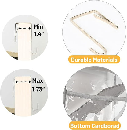Over the Door Organizer 5 Tiers,Extra Large Behind Door Storage of 10 Compartments,50 lbs Weight Capacity Over the Door Storage, Clear Door Hanging Organizer for Closet, Diaper Organizer