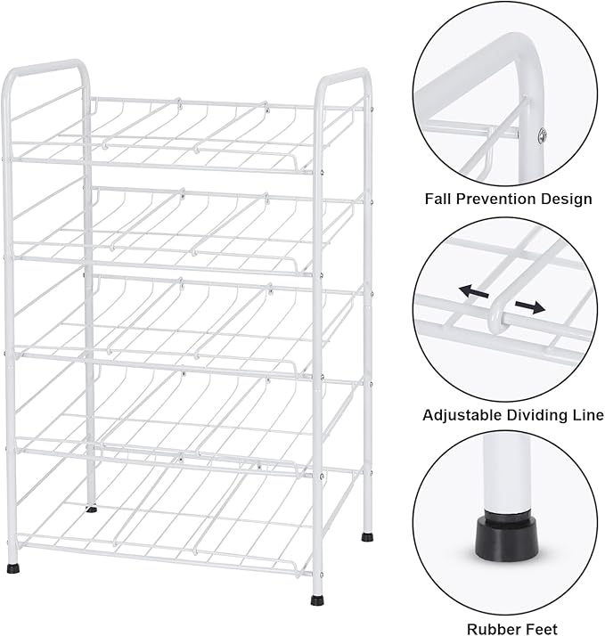 MOOACE Can Rack Organizer, 5 Tier Can Storage Dispenser Holds up to 60 Cans for Pantry Kitchen Cabinet, White