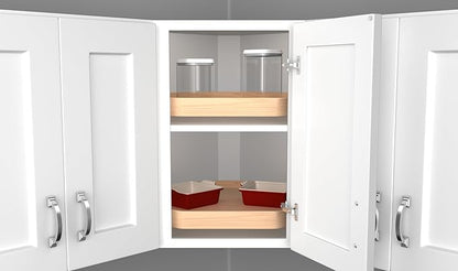 Lazy Daisy Banded Wood D-Shaped Lazy Susan for Corner Wall Cabinets w/Swivel Bearing