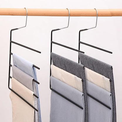 3Pcs 13x14 Inch Pants Hangers 5 Tier High Manganese Steel Space Saving Hangers with PVC Wrap E-Shaped for Tie Belt Scarf