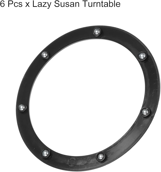 MECCANIXITY 7inch Rotating Swivel Stand with Steel Ball Bearings Annular Lazy Susan Base Turntable for Kitchen Corner Cabinets, 160 x 125mm Black Pack of 6