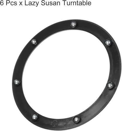 MECCANIXITY 7inch Rotating Swivel Stand with Steel Ball Bearings Annular Lazy Susan Base Turntable for Kitchen Corner Cabinets, 160 x 125mm Black Pack of 6