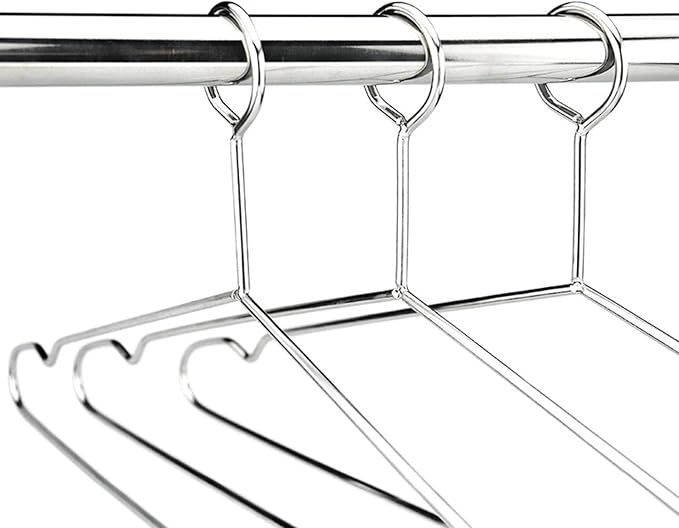 10 pcs Stainless Steel Security Clothes Hangers Metal Anti Theft Suit Hanger Hotel Style Ring Lock Closed Loop Coat Hangers for Hotels, Retail and RVs