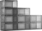 VEVOR Shoe Storage Boxes, 9 Pack Clear Stackable Shoe Boxes Storage Organizers with Magnetic Door, Fit up to US Size 13, Plastic Sneaker Containers for High Heels, Boots, and Hats, Transparent Black