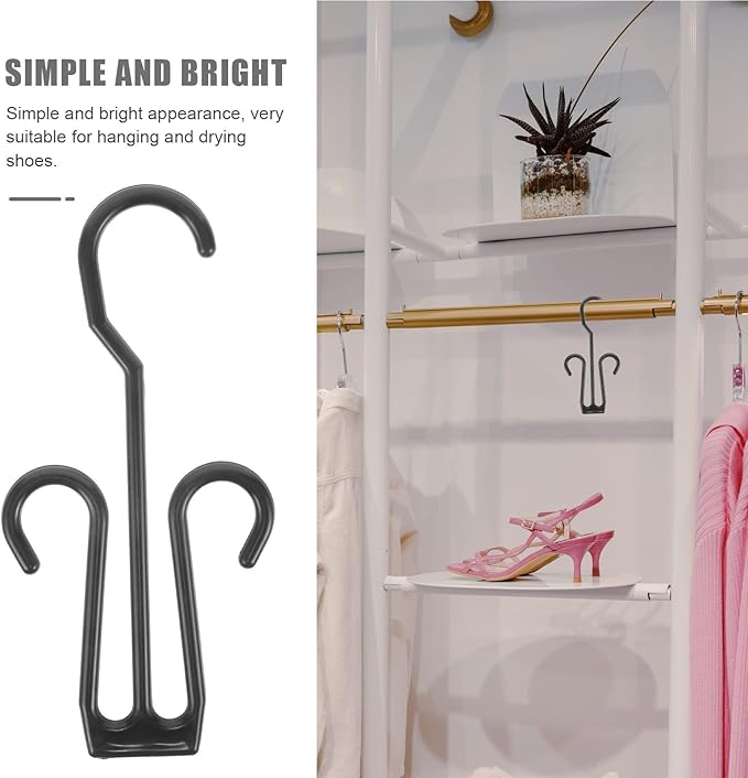 Cabilock Shoe Hangers with Double Hooks 60Pcs Plastic Shoe Hook Organizer for Wall Storage and Drying Space-Saving Display for Home Travel Retail