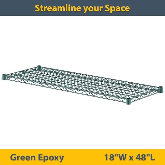 2 Pack Green Additional Wire Shelf for 18" x 48" Shelving Units, Replacement Shelves for Wire Rack