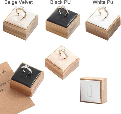 Coward Bamboo 6 Pcs Rings Display Stand, Ring Jewelry Holder Organizer Drawer Storage (White PU)
