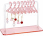 Acrylic Earring Holder, 6 × 4.6 Inch Coat Hanger Stud Earring Organizer Small Fun Jewelry Display for Home Earrings Storage Retail Show Marketing (Pink)