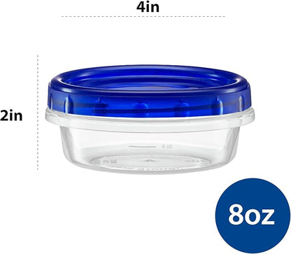 ELEGANT DISPOSABLES Twist Top Deli Containers Food Storage Containers Blue Screw on Lid Reusable Stackable Leakproof Airtight, pack of 20-8 oz containers