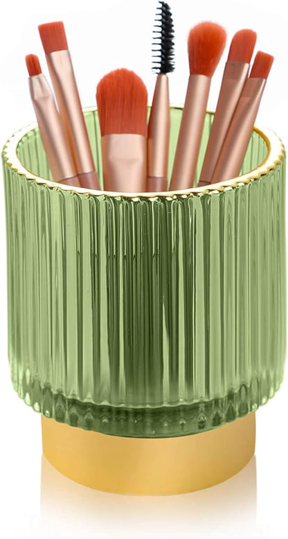 WHJY Makeup Brush Holder Lipstick Organizer Cosmetic Organizer, 3 inch Clear Green Crystal Lipgloss Organizers for Vanity