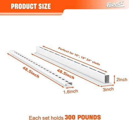 TORACK Garage Ceiling Bin Storage Rack, Overhead Tote Storage Rail System Heavy Duty Adjustable Tote Slide Rails Garage Bins Storage System(White, Bins are not included)