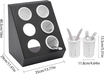 6-Compartment Plastic Utensil Holder，Flatware Cylinder Storage Caddy for Kitchen, Bars, Coffee Shops, Restaurants, Hotels