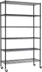 FDW Wire Shelving Unit with Wheels Steel 6 Tier Heavy Duty Layer Rack Storage Metal Shelf Garage Organizer Wire Rack Shelving Adjustable Utility 2100 LBS Capacity-18x48x82 inch (Black)