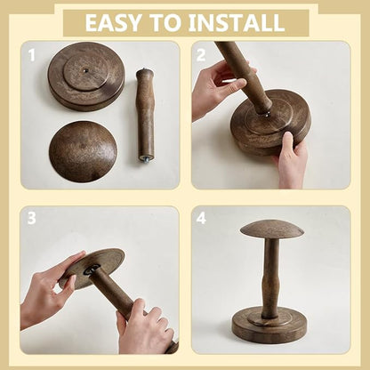 Cowboy Hat Stand Vintage Tabletop Hat Display Rack Rustic Helmet Stand Display for Caps Wigs Helmet Cap Organizer Jewelry Display Riser Decor for Home Desktop Shelf (Brown)
