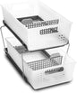 madesmart 2 Tier Bath Organizer, Undersink Storage with Sliding Drawers, for Cleaning Supplies, Pantry, Sponges, Bottles & Kitchen Essentials, Adjustable Dividers & Pull Out Sliding Baskets, Frost