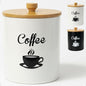 Ceramic Coffee Canister - 12 oz White Airtight Canister - 5 x 6 inch Coffee Bean Storage Container - Stylish Countertop Container for Grounds, Beans, Pods & More with Rubber-Lined Bamboo Lid