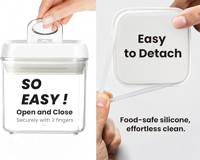 Felli Flip Tite Food Storage Container 4" Medium Size Airtight Lid Lock Top, Stackable Kitchen Canister for Space Saving, Pantry Fridge Cupboard Organizer, Spice Seasoning Pet Treats Snack (0.5 qt)