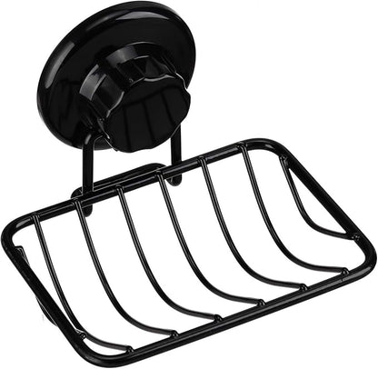 iPEGTOP Super Powerful Vacuum Suction Cup Shower Soap Dish - Strong Rustproof Stainless Steel Soap Saver Sponge Holder for Bathroom & Kitchen Sink, Black