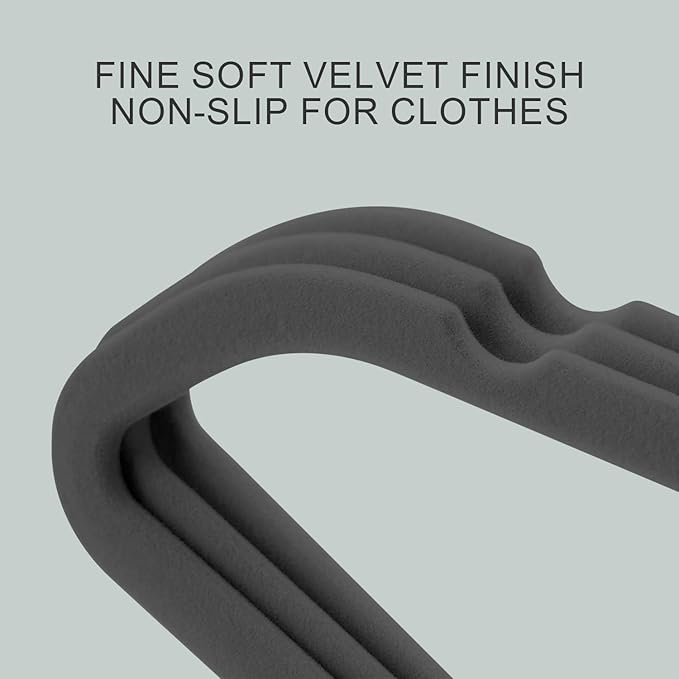 36 Packs Velvet Clothes Hangers, 17.3 Inches Non-Slip Skirt Hangers, Sturdy Dresses Hangers with Shoulder Notches, Space Saving Clothing Hangers for Adults, Dark Gray with Gold Hook