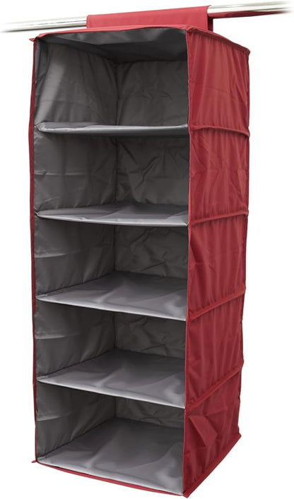 Covermates Keepsakes Hanging Closet Organizer – Heavy Duty Vertical Wardrobe Storage Shelves for Sweaters, Handbags, and Shoes – Acid-Free Interior Lining, Scarlett Red